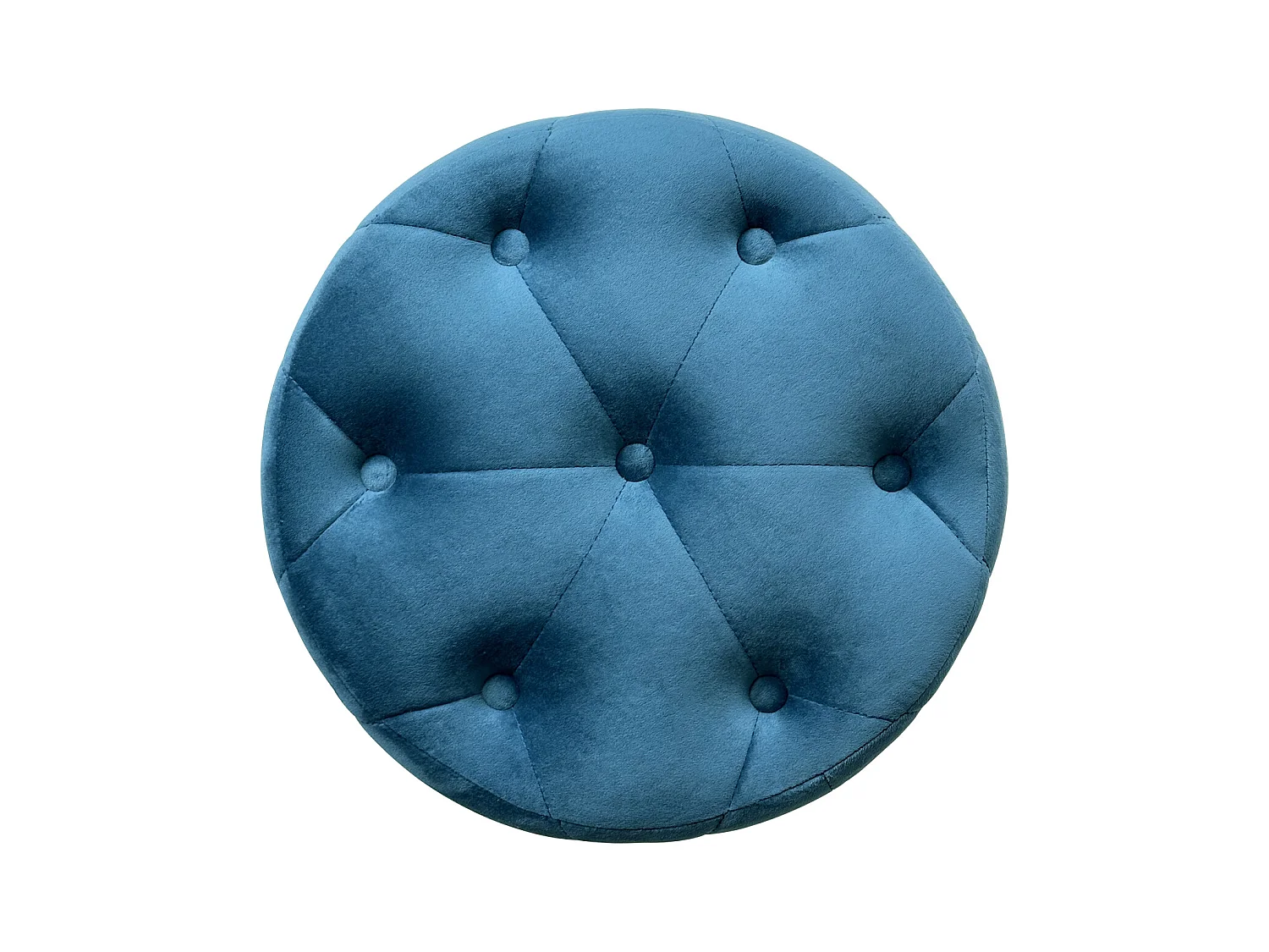Pouf in velluto capitonné blu petrolio, poggiapiedi mod. Honey