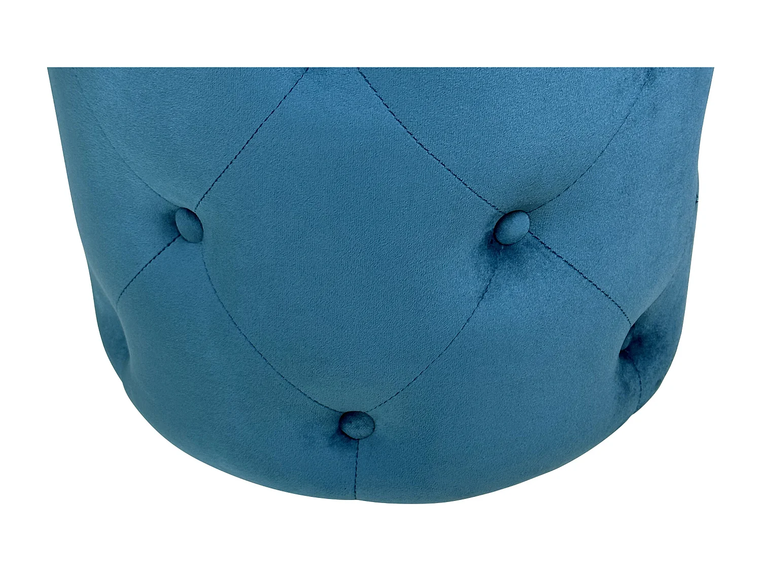 Pouf in velluto capitonné blu petrolio, poggiapiedi mod. Honey