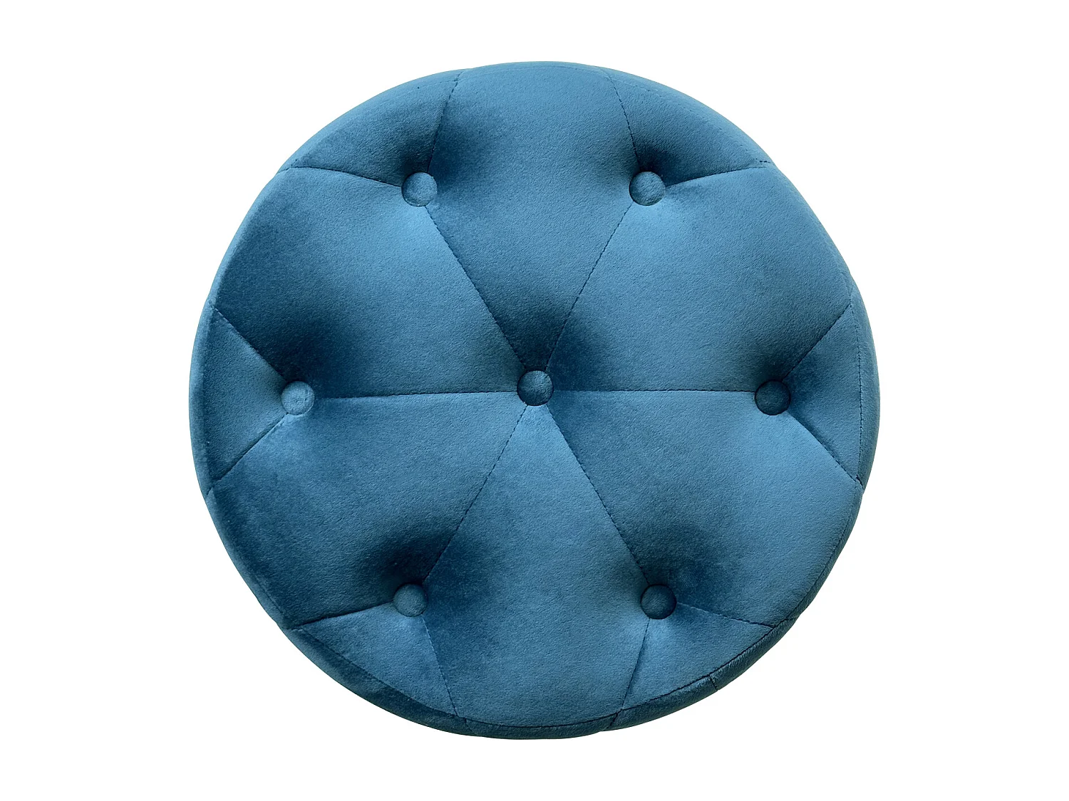 Pouf in velluto capitonné blu petrolio, poggiapiedi mod. Honey