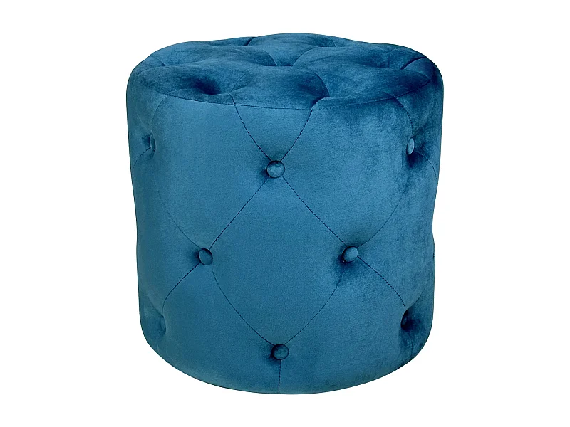 Pouf in velluto capitonné blu petrolio, poggiapiedi mod. Honey