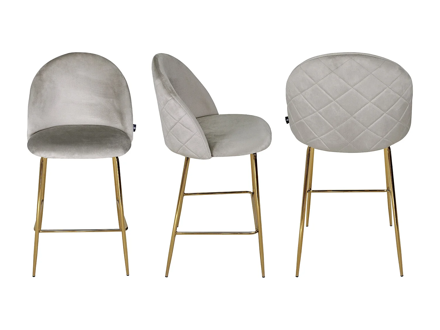 Sgabello cucina imbottito, sgabello alto in velluto tortora mod. Nicole