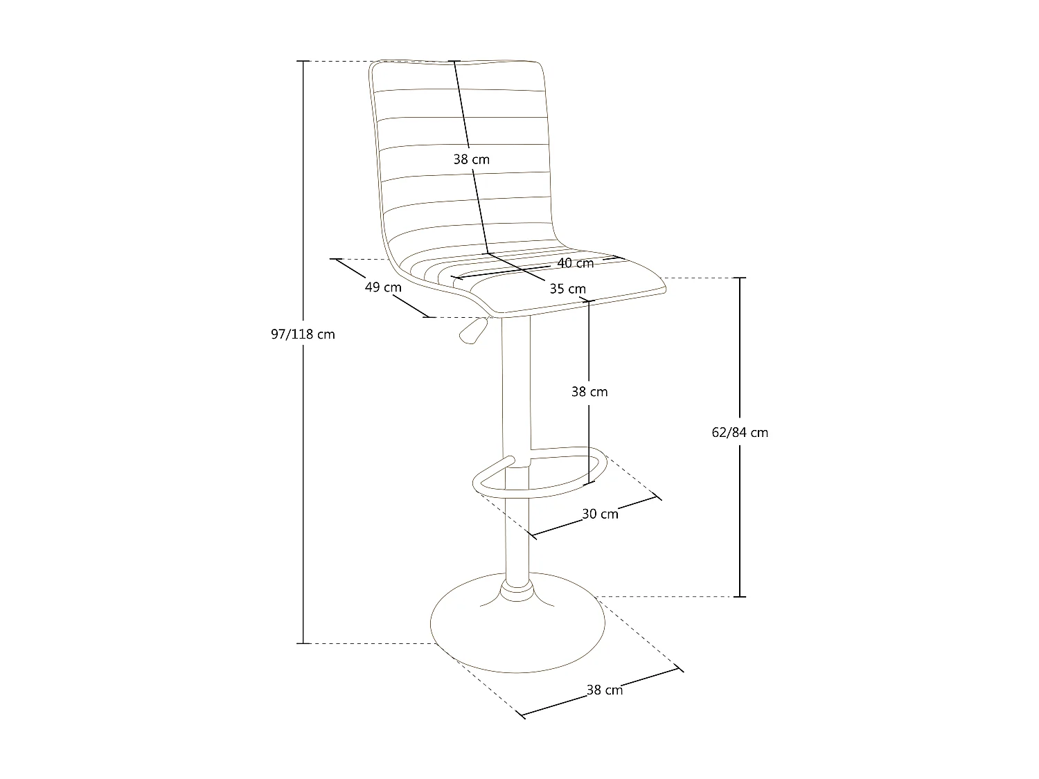 Sgabello da bar cucina con schienale regolabile girevole in ecopelle bianca - Sassari