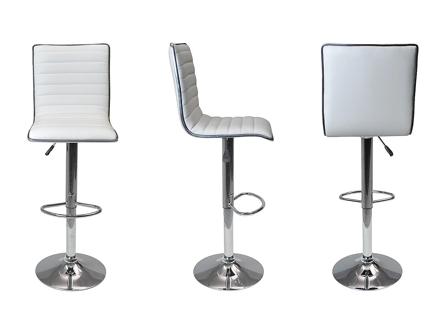 Sgabello da bar cucina con schienale regolabile girevole in ecopelle bianca - Sassari