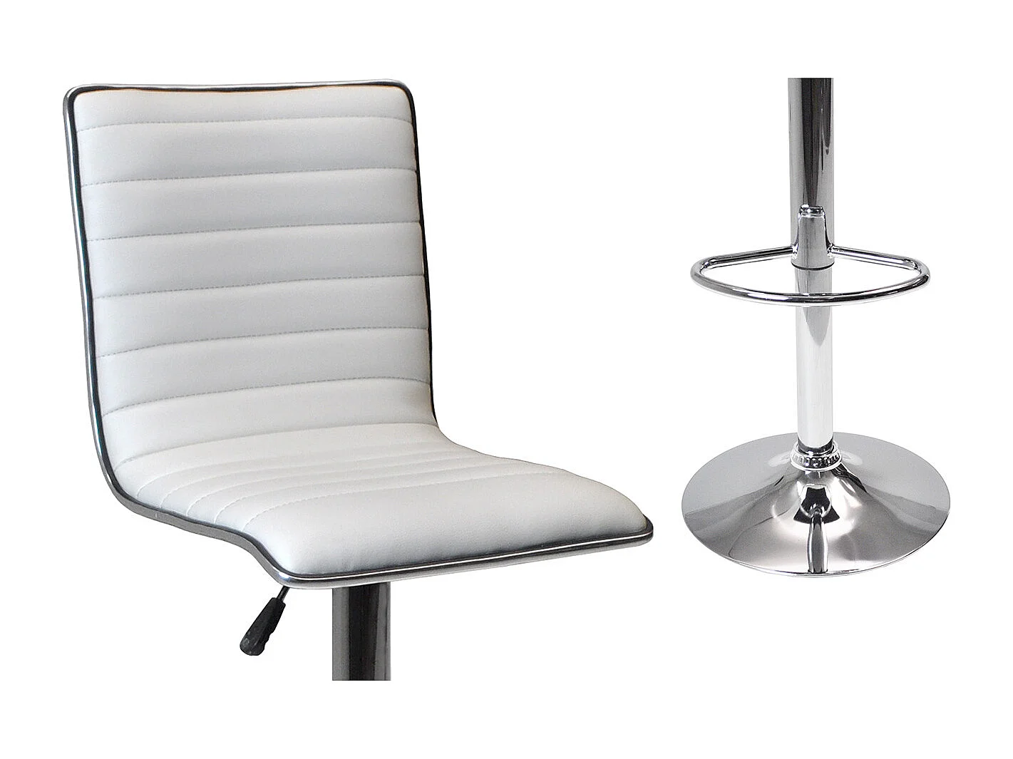 Sgabello da bar cucina con schienale regolabile girevole in ecopelle bianca - Sassari