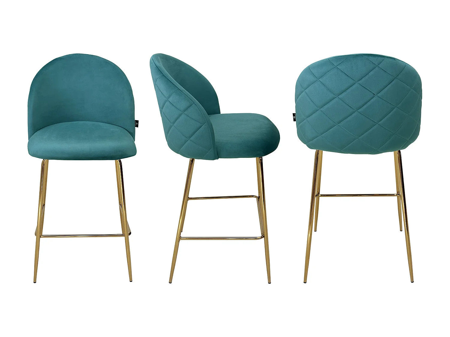 Sgabello cucina imbottito, sgabello alto in velluto verde petrolio mod. Nicole