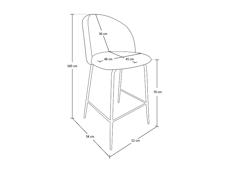 Sgabello cucina imbottito, sgabello alto in velluto verde petrolio mod. Nicole
