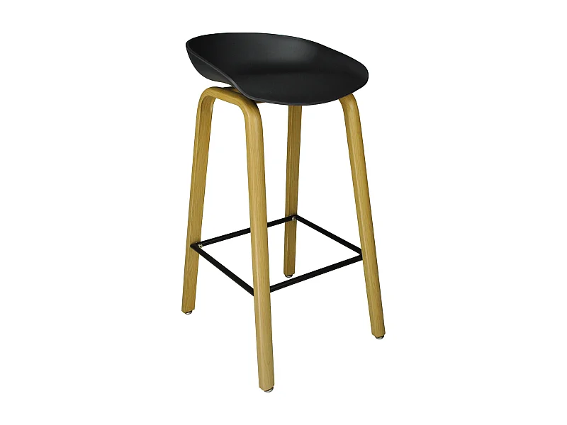 Sgabello da bar seduta in polipropilene nero, sgabello da cucina mod. Teo