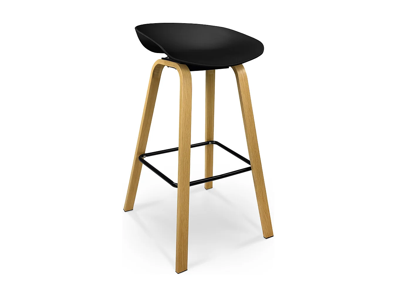 Sgabello da bar seduta in polipropilene nero, sgabello da cucina mod. Teo