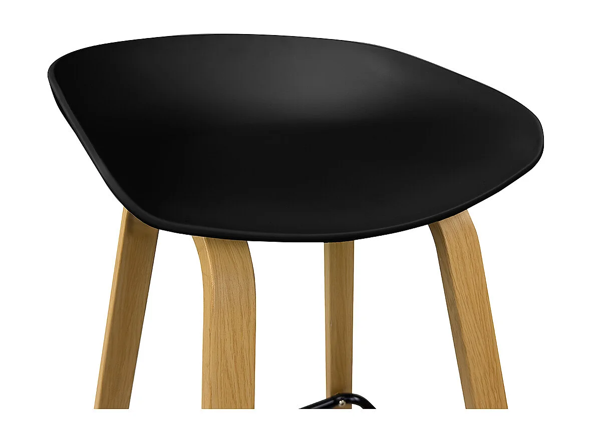 Sgabello da bar seduta in polipropilene nero, sgabello da cucina mod. Teo