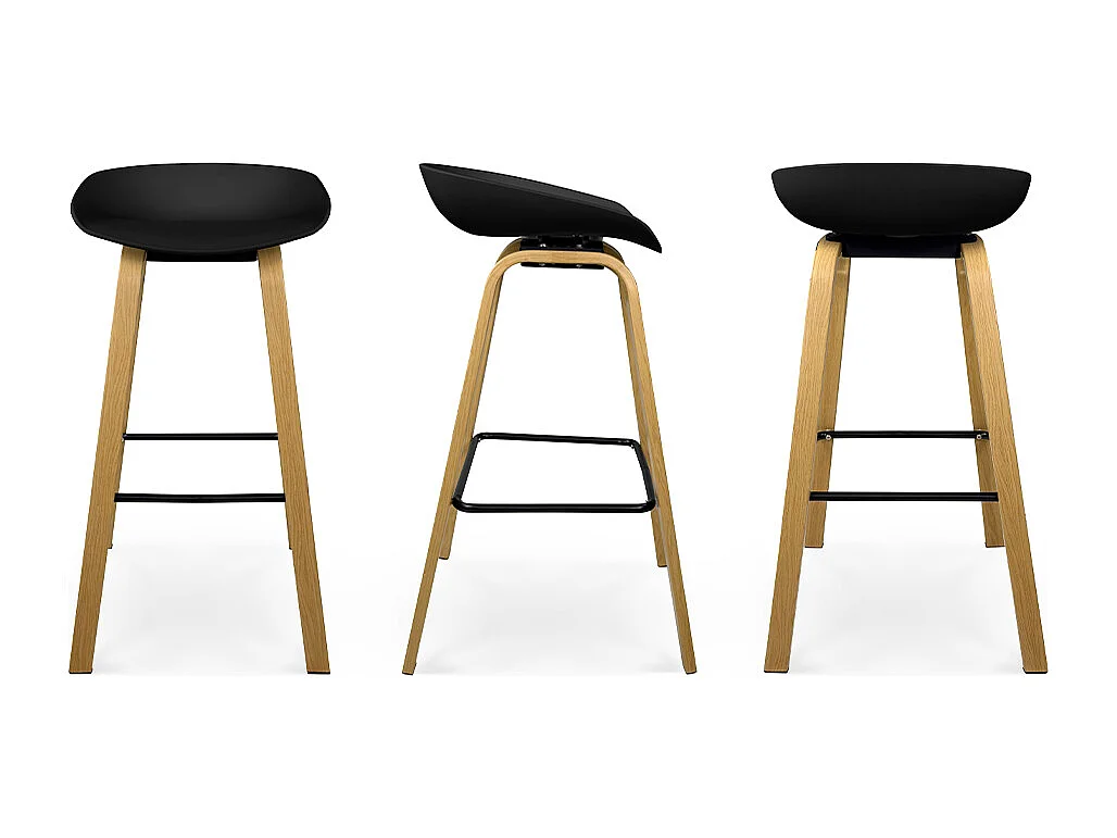 Sgabello da bar seduta in polipropilene nero, sgabello da cucina mod. Teo