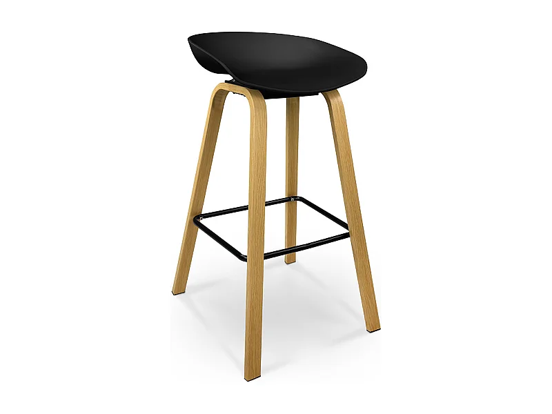 Sgabello da bar seduta in polipropilene nero, sgabello da cucina mod. Teo
