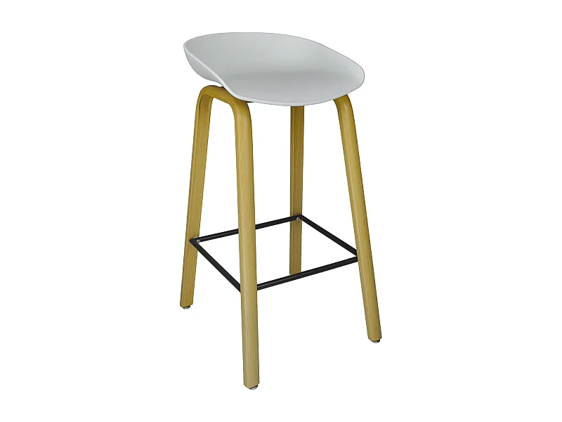 Sgabello da bar seduta in polipropilene bianco, sgabello da cucina mod. Teo