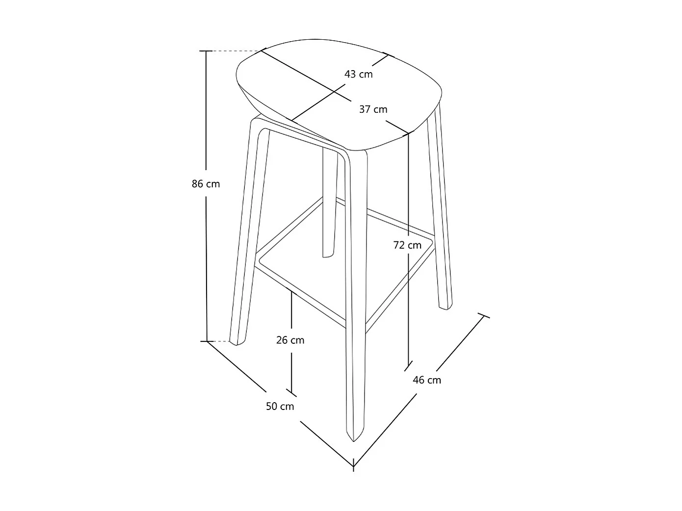 Sgabello da bar seduta in polipropilene bianco, sgabello da cucina mod. Teo