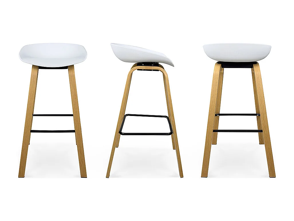 Sgabello da bar seduta in polipropilene bianco, sgabello da cucina mod. Teo