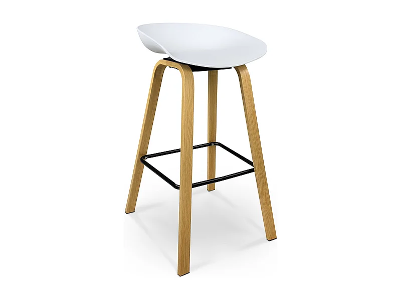 Sgabello da bar seduta in polipropilene bianco, sgabello da cucina mod. Teo