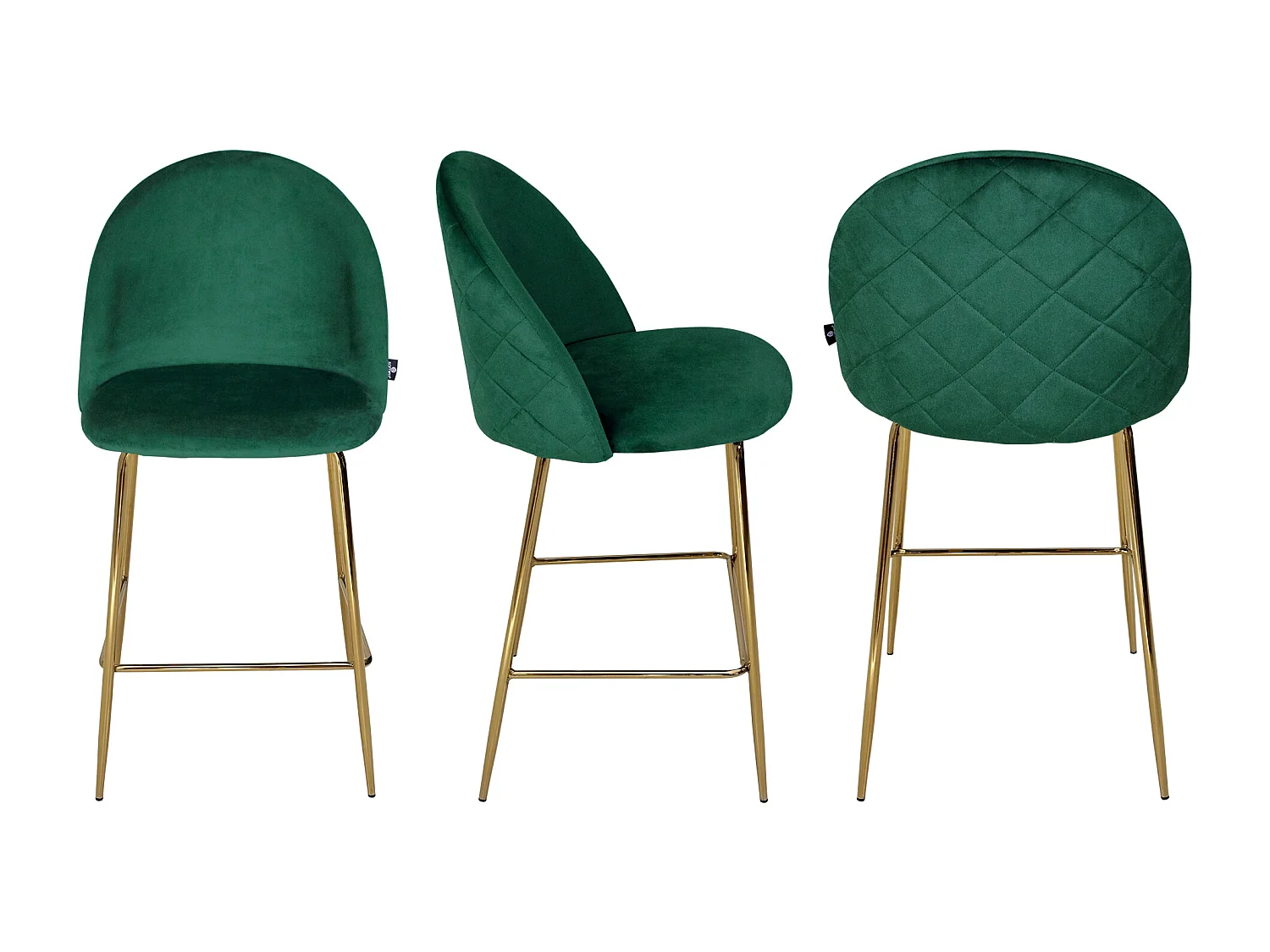 Sgabello cucina imbottito, sgabello alto in velluto verde scuro mod. Nicole