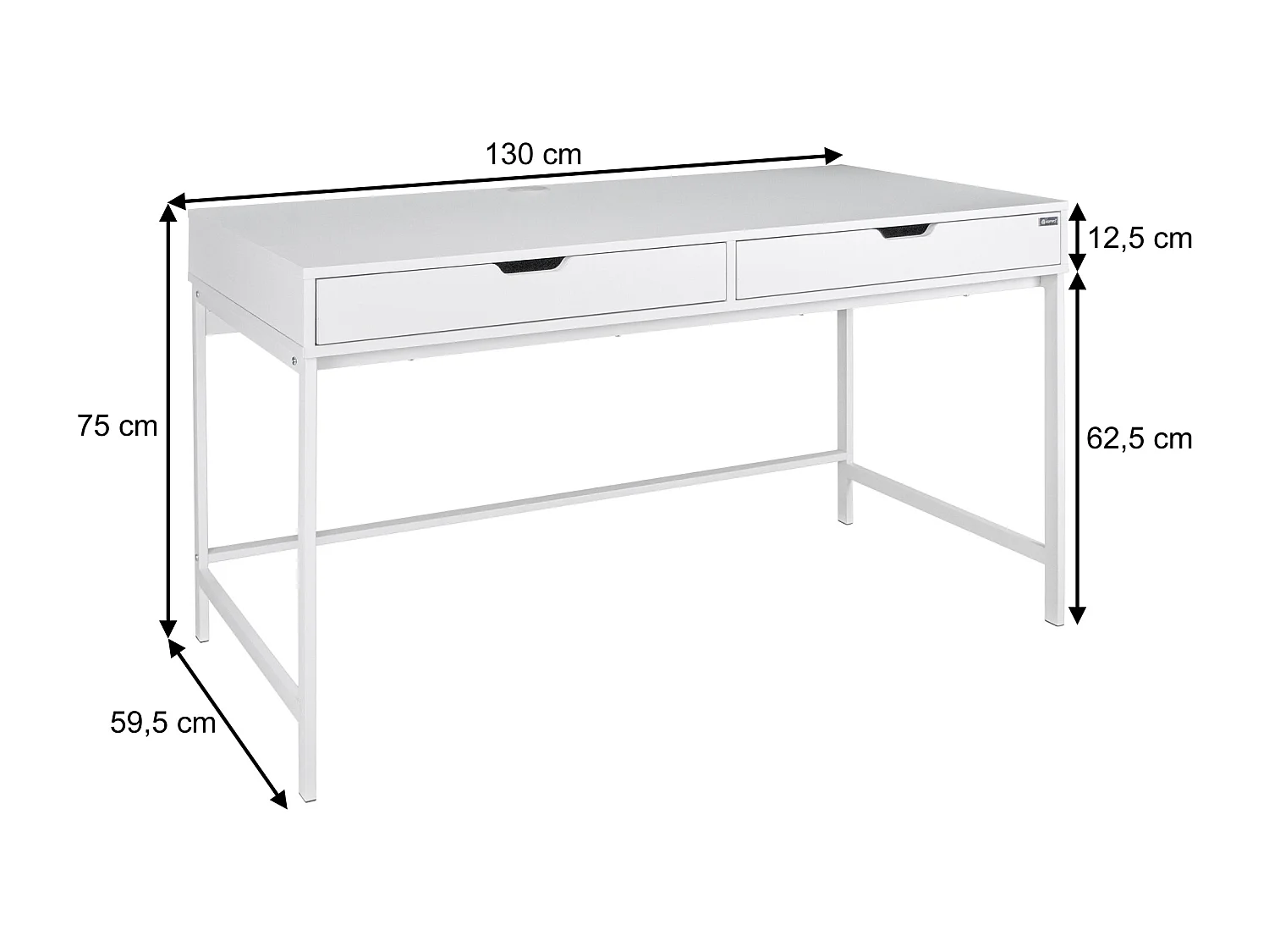Scrivania per ufficio, scrivania con cassetti colore bianco mod. Diana