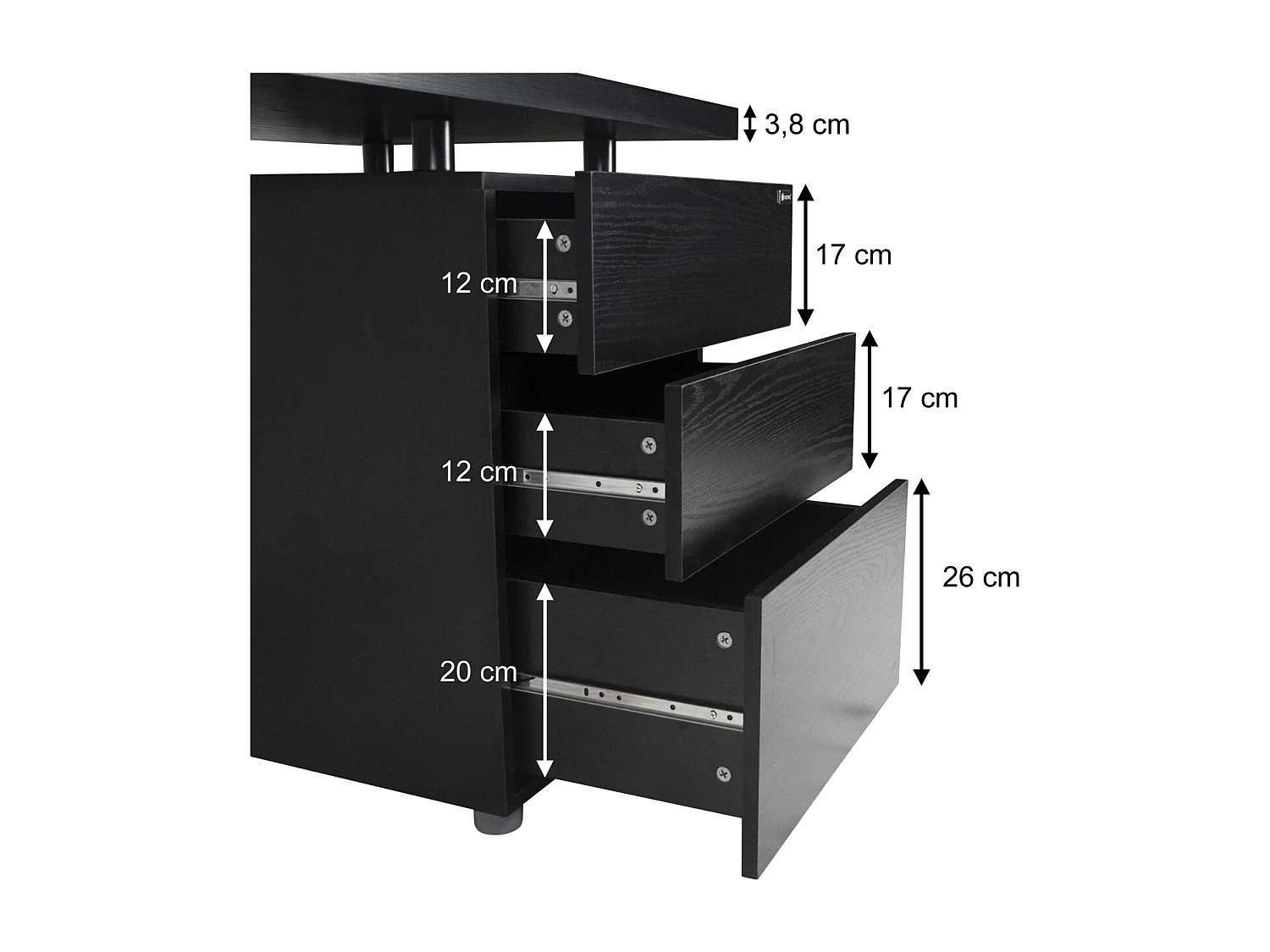 Scrivania per ufficio con cassettiera scrivania per cameretta colore nero mod. Althea