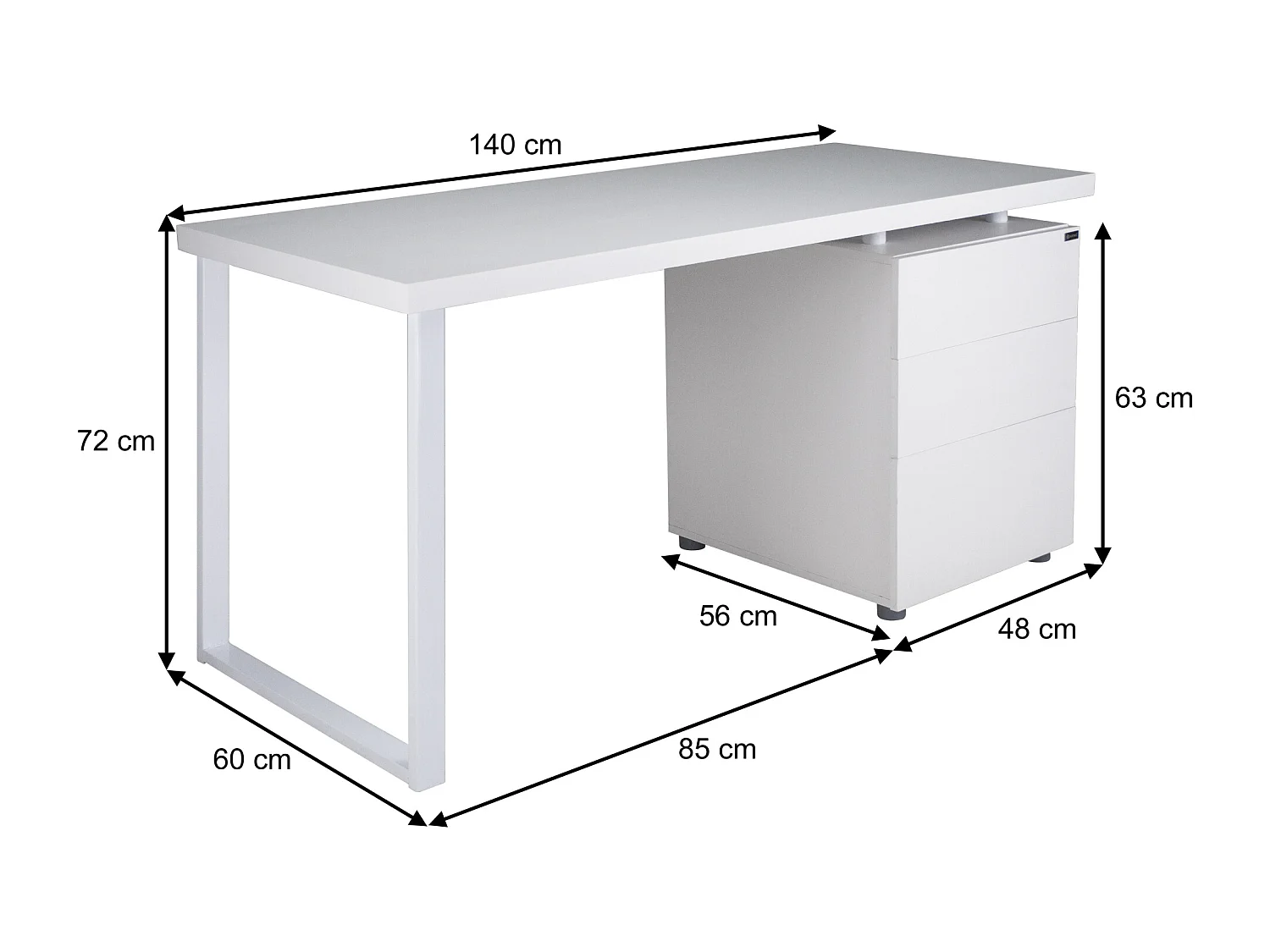 Scrivania per ufficio con cassettiera scrivania per cameretta colore bianco mod. Althea