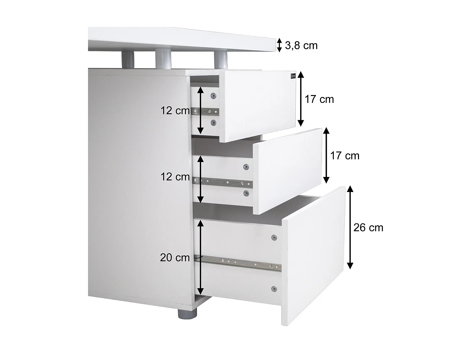 Scrivania per ufficio con cassettiera scrivania per cameretta colore bianco mod. Althea