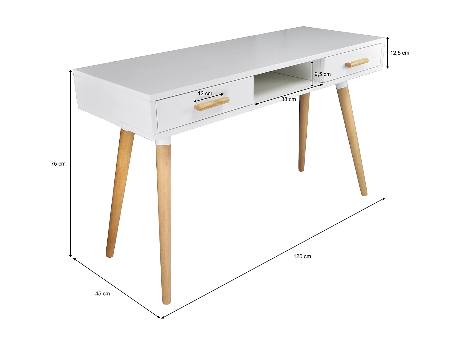 Consolle scrivania per cameretta e ufficio in stile nordico colore bianco