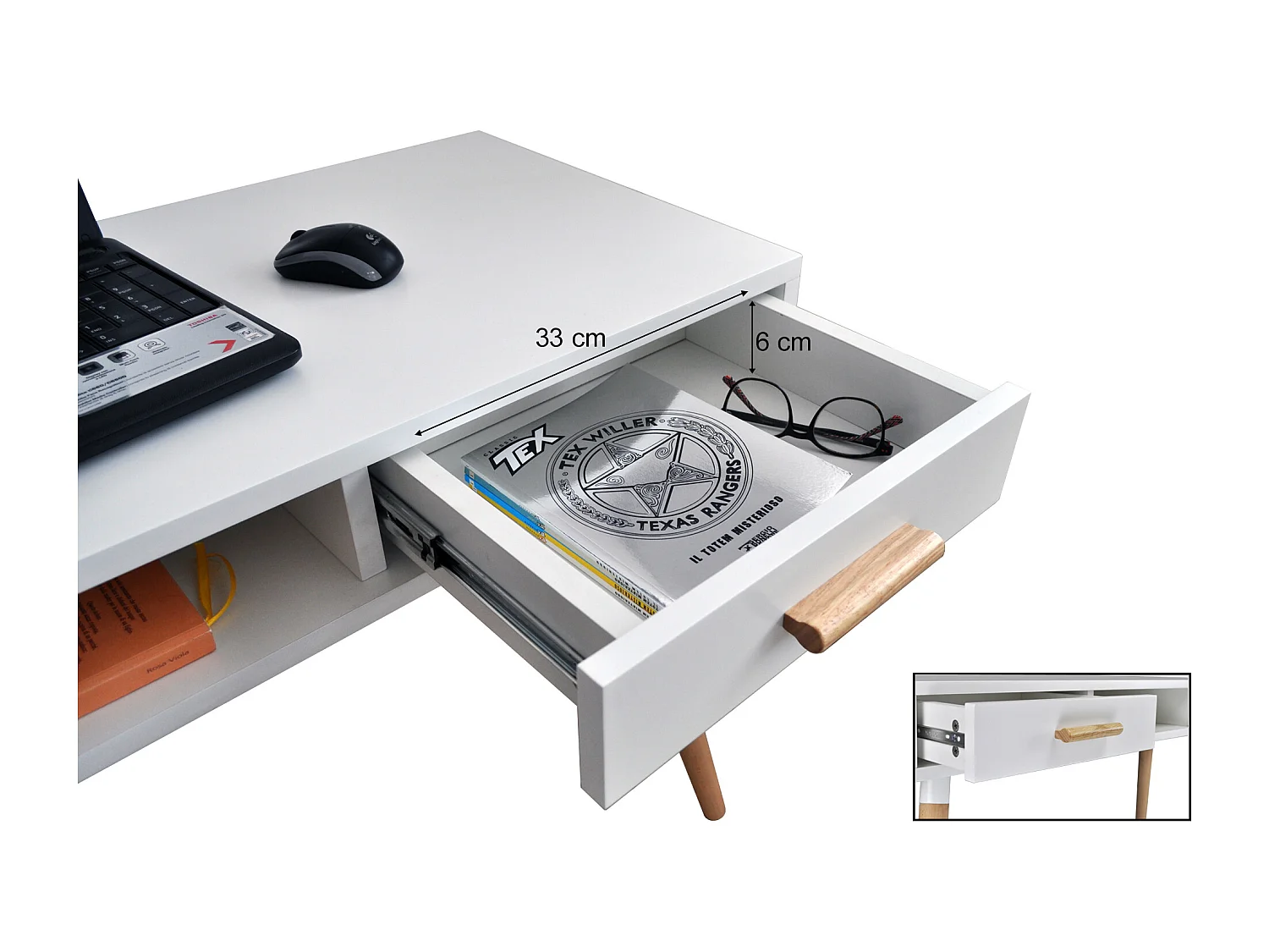 Consolle scrivania per cameretta e ufficio in stile nordico colore bianco