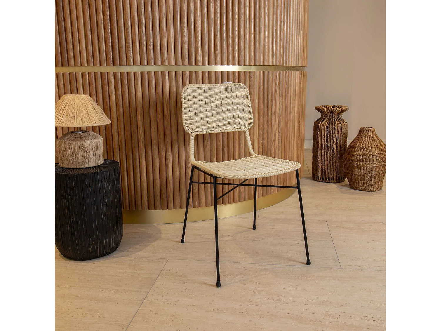 Now's Home - Lot De 2 Chaises En Rotin Et Pieds En Metal