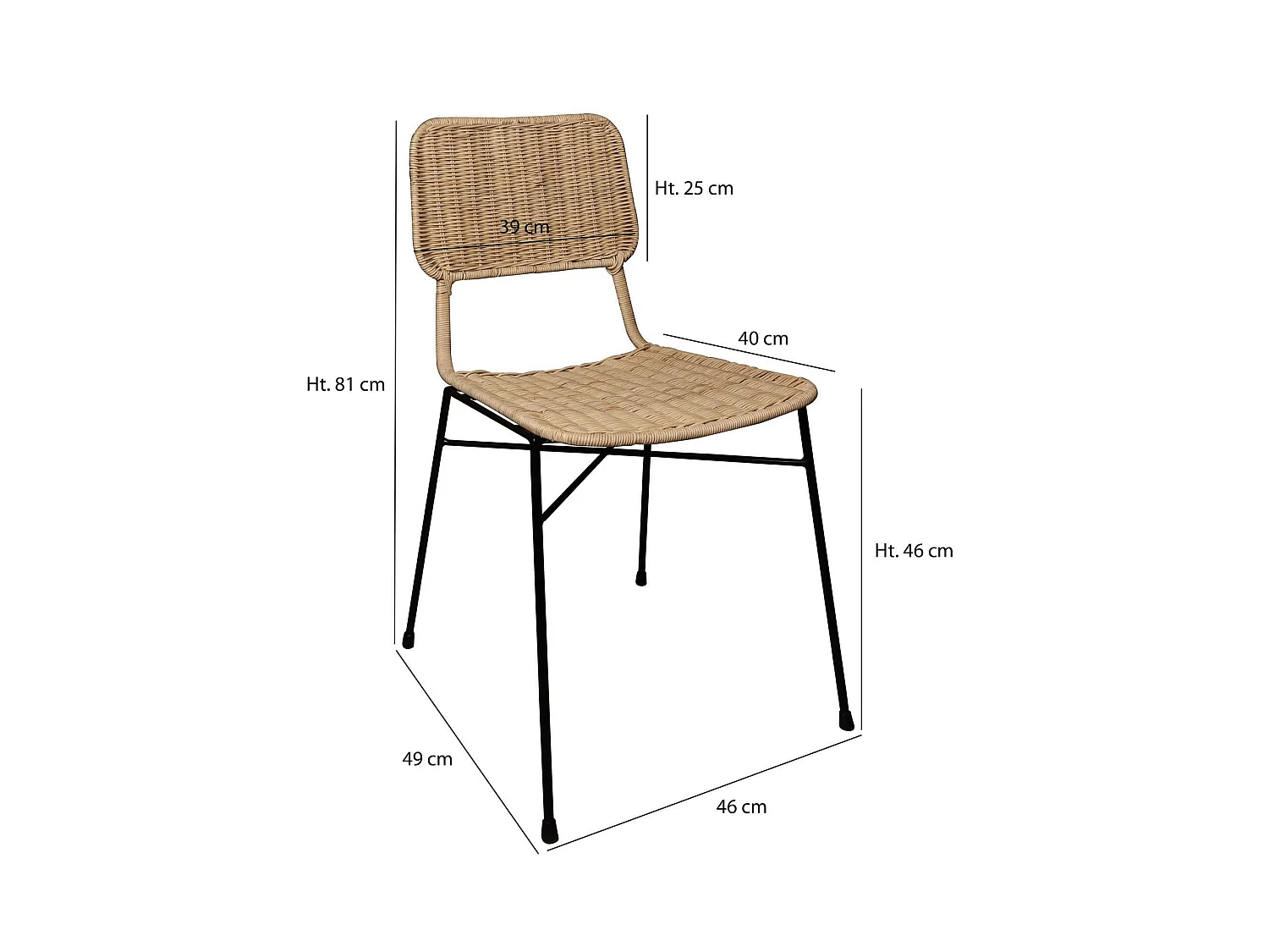 Now's Home - Lot De 2 Chaises En Rotin Et Pieds En Metal