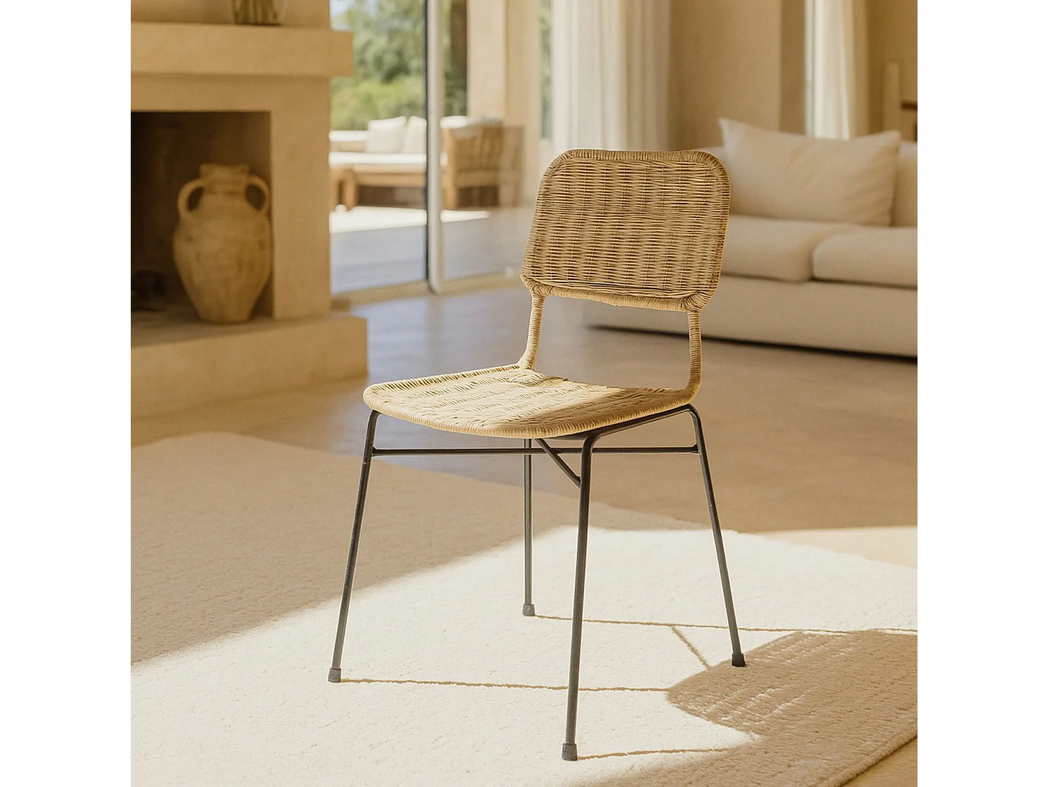 Now's Home - Lot De 2 Chaises En Rotin Et Pieds En Metal