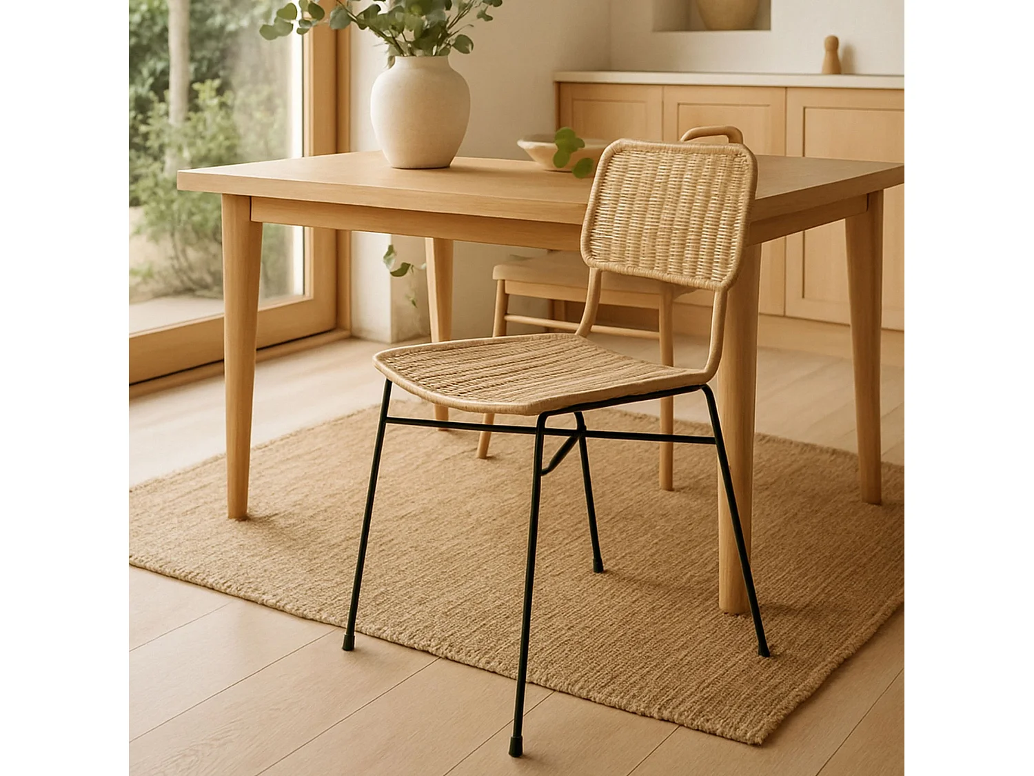 Now's Home - Lot De 2 Chaises En Rotin Et Pieds En Metal