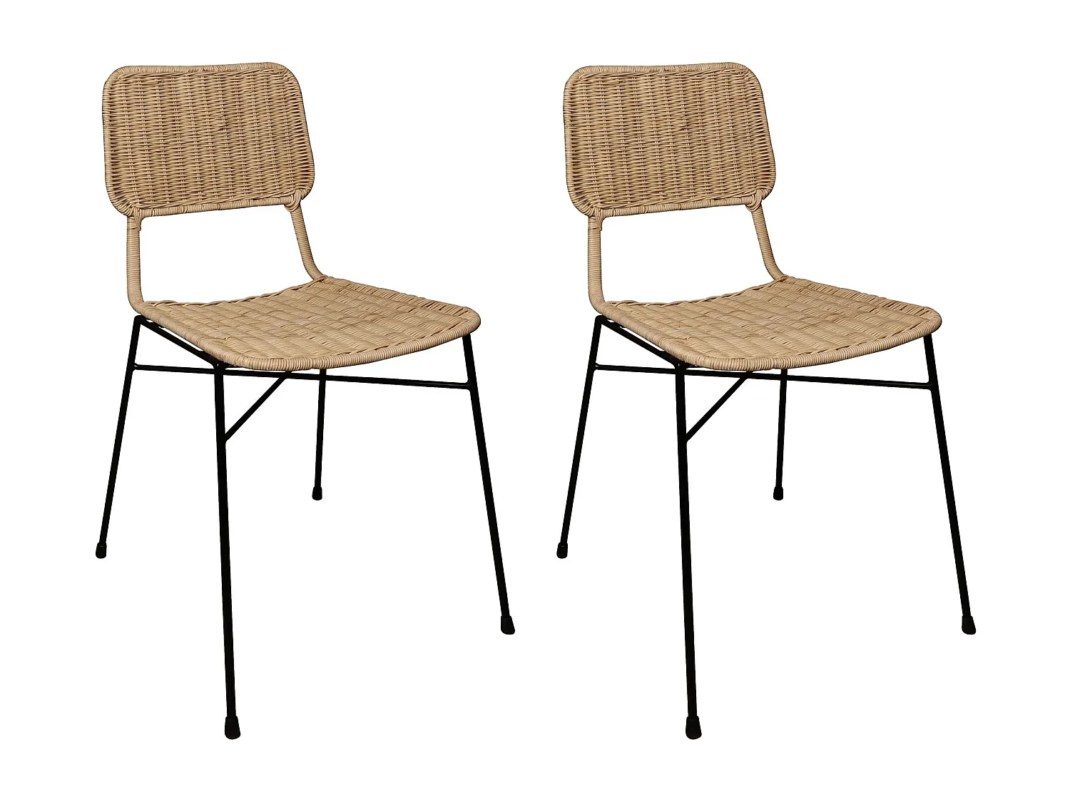 Now's Home - Lot De 2 Chaises En Rotin Et Pieds En Métal