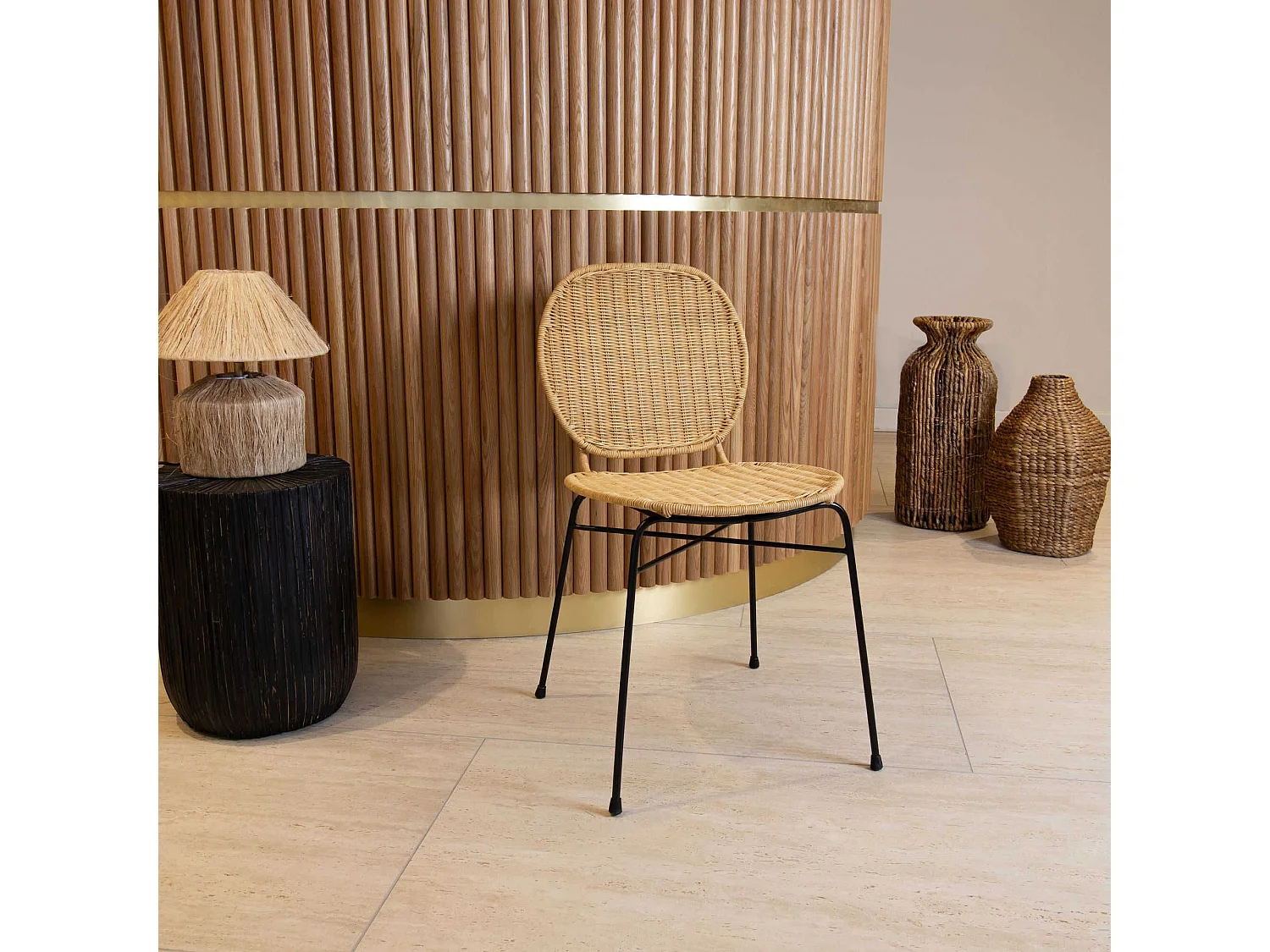 Now's Home - Lot De 2 Chaises En Rotin Et Pieds En Metal