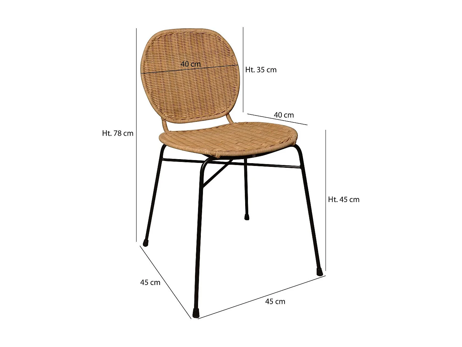 Now's Home - Lot De 2 Chaises En Rotin Et Pieds En Metal