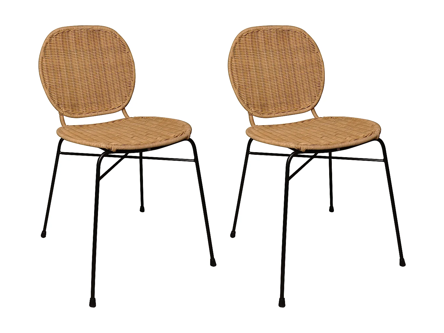 Now's Home - Lot De 2 Chaises En Rotin Et Pieds En Metal