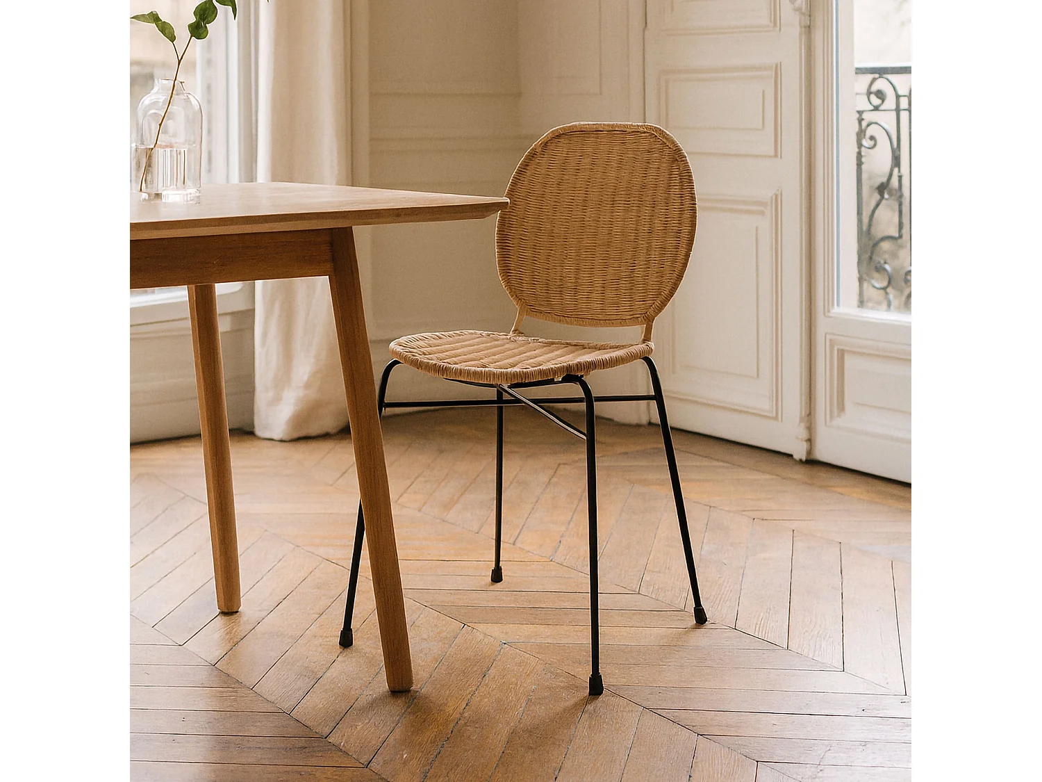 Now's Home - Lot De 2 Chaises En Rotin Et Pieds En Metal