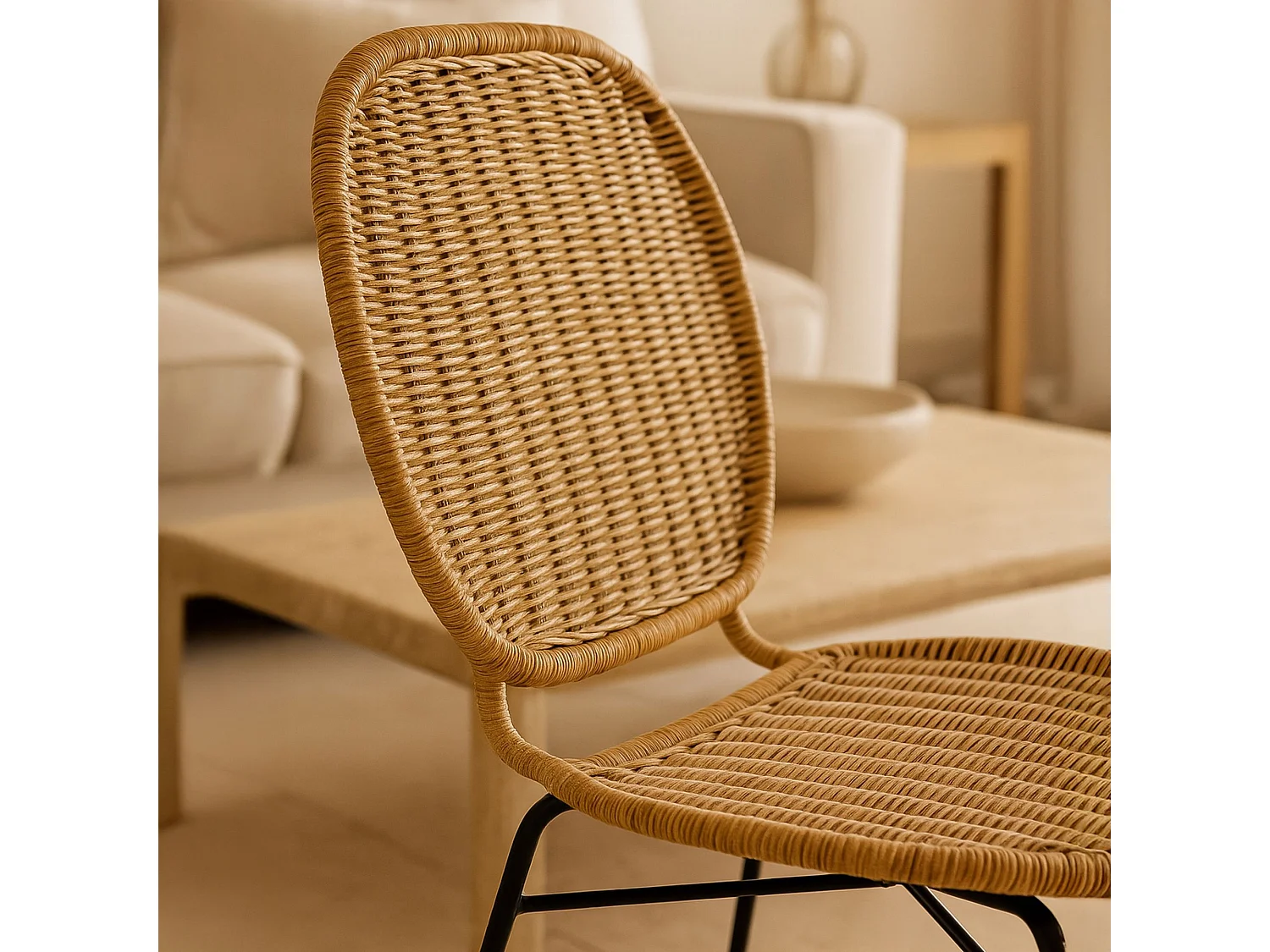 Now's Home - Lot De 2 Chaises En Rotin Et Pieds En Metal