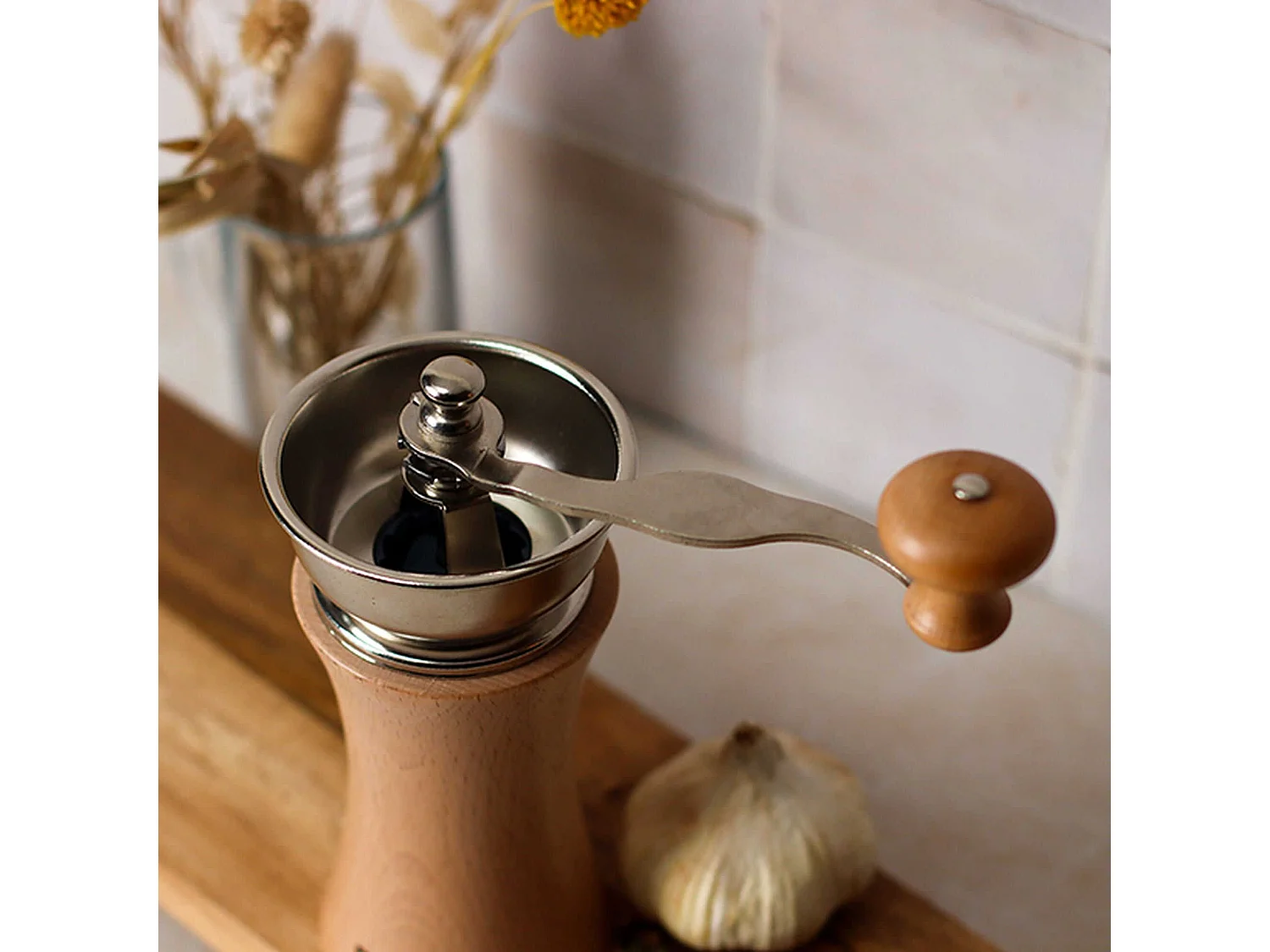 Ogo Living - Moulin A Cafe Manivelle En Bois De Hetre 21.5cm