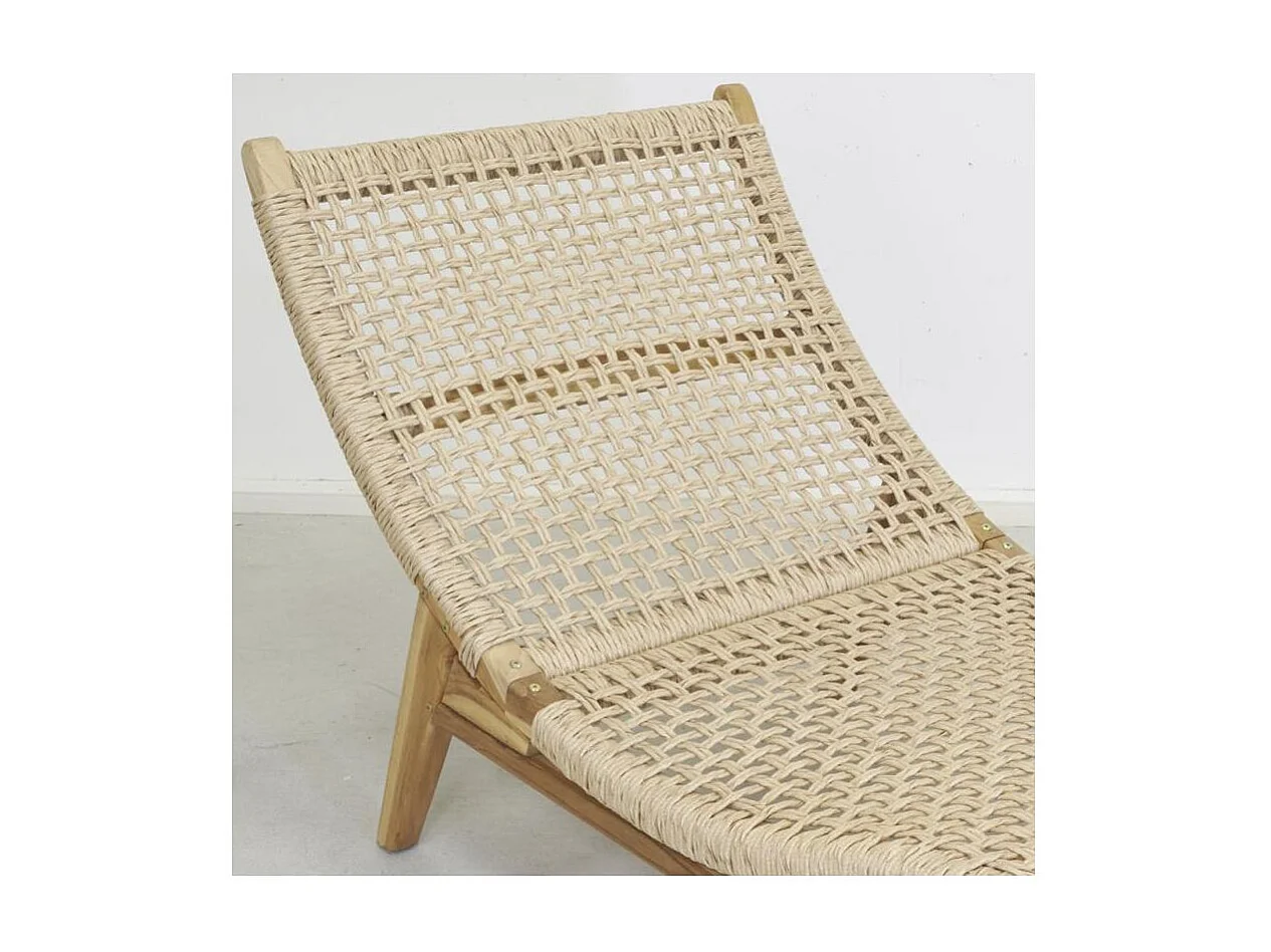 Chaise bain de soleil en teck et cannage synthétique BAIA Vague