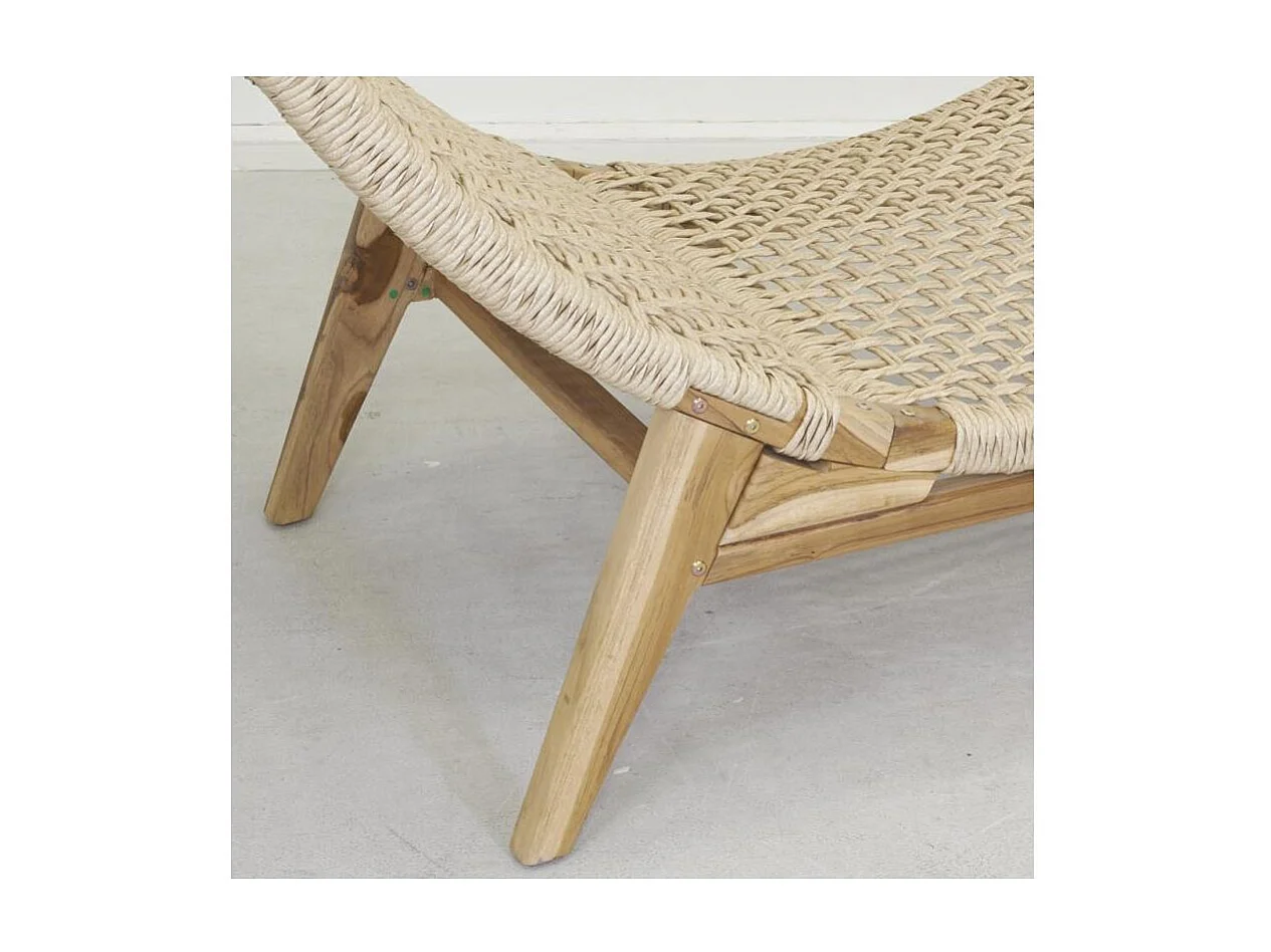 Chaise bain de soleil en teck et cannage synthétique BAIA Vague