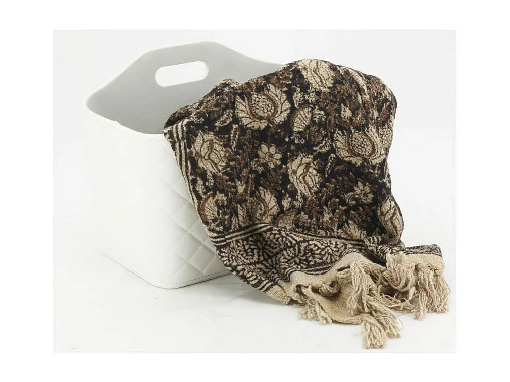 Corbeille porte-revues en simili matelassé blanc