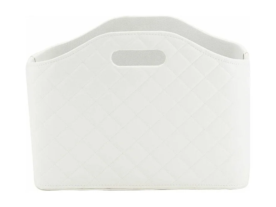 Corbeille porte-revues en simili matelassé blanc