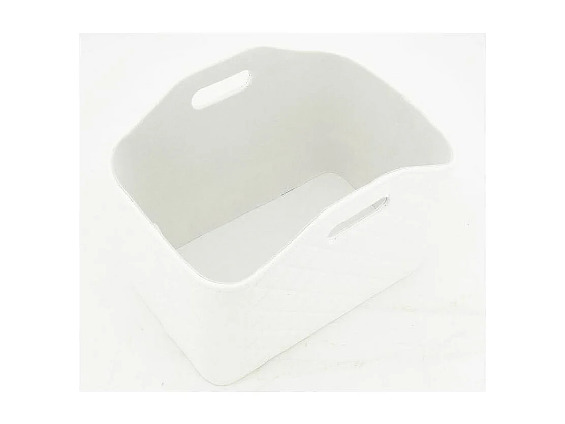 Corbeille porte-revues en simili matelassé blanc