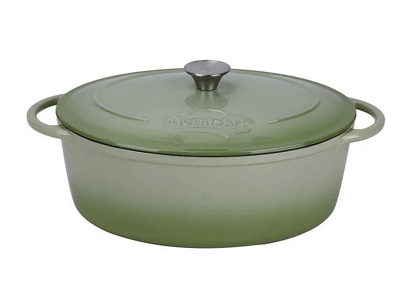 Menastyl - Cocotte Colette Ovale 6.5l 33x25cm En Fonte Emaille Vert