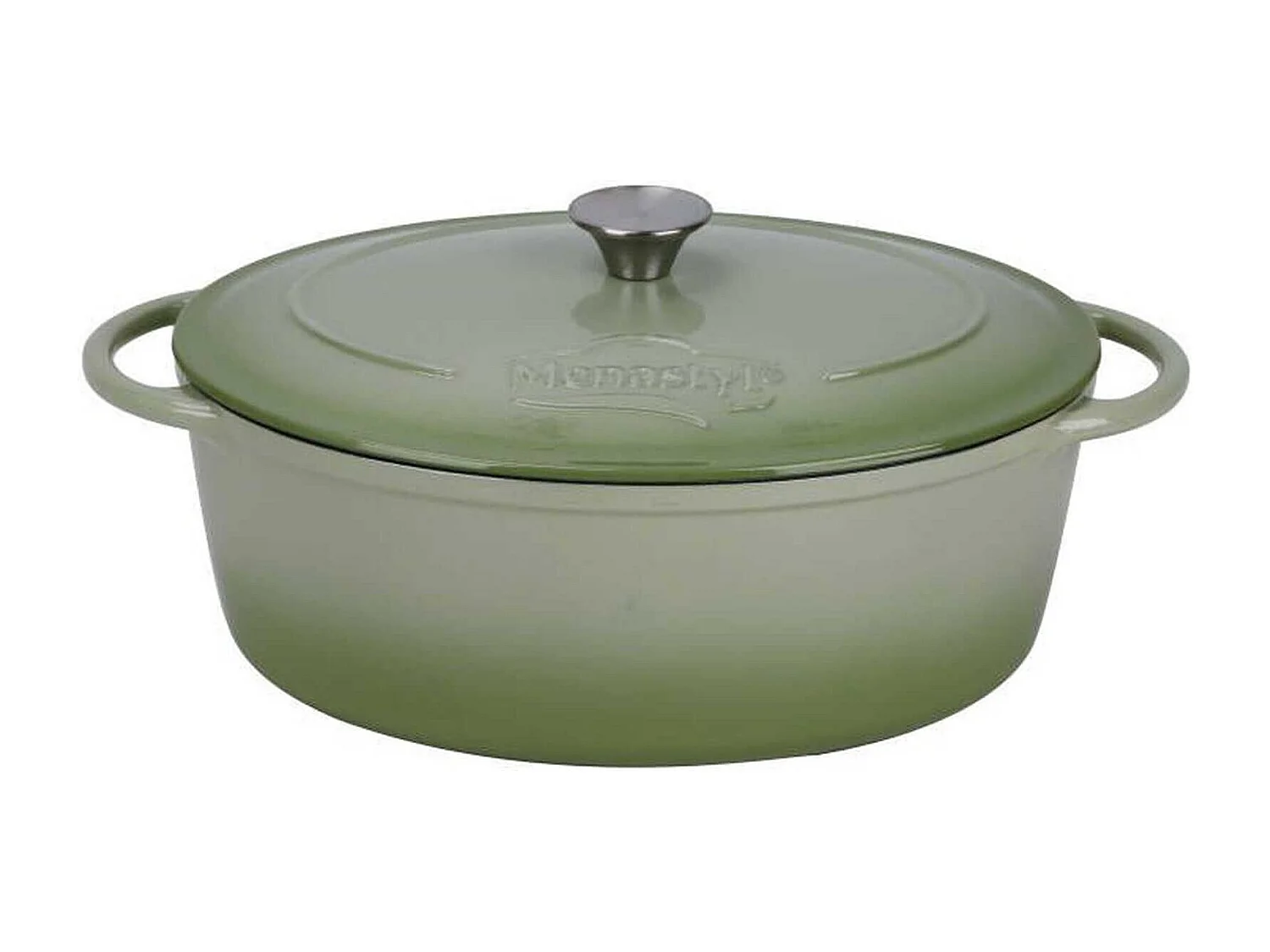 Menastyl - Cocotte Colette Ovale 6.5l 33x25cm En Fonte Emaille Vert