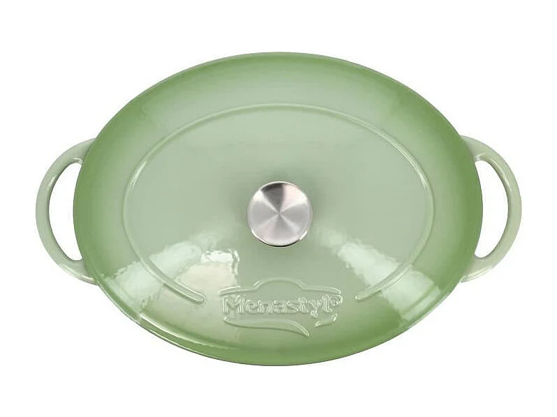 Menastyl - Cocotte Colette Ovale 6.5l 33x25cm En Fonte Emaille Vert
