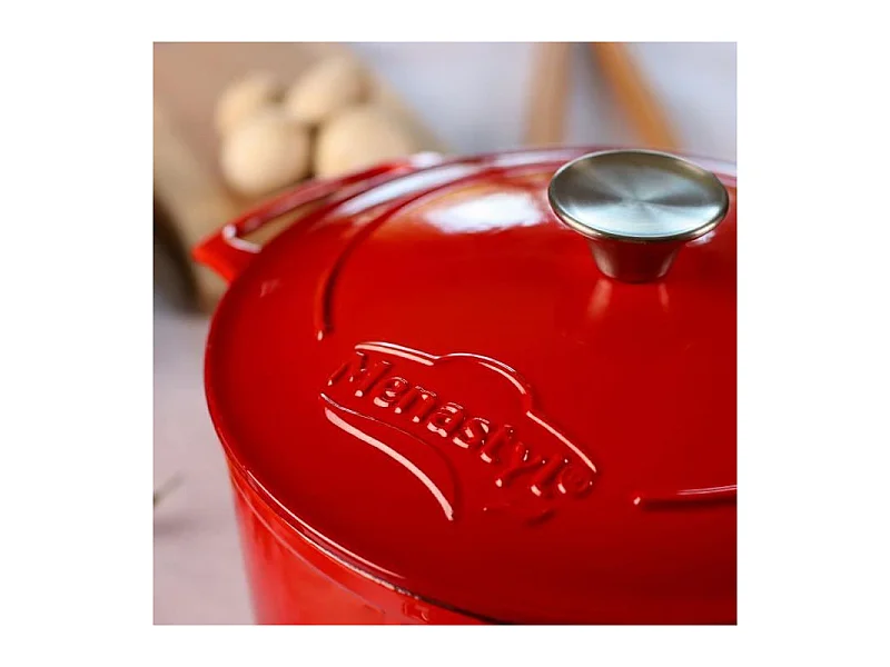Menastyl - Cocotte Colette Ovale 9l 36x27cm En Fonte émaillé Rouge