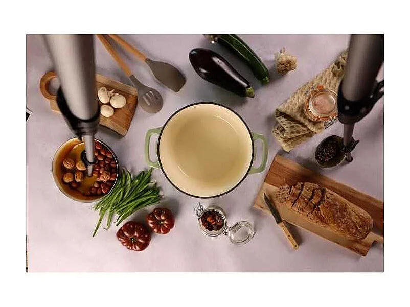 Menastyl - Cocotte Colette Ronde 7l 29cm En Fonte Emaille Vert