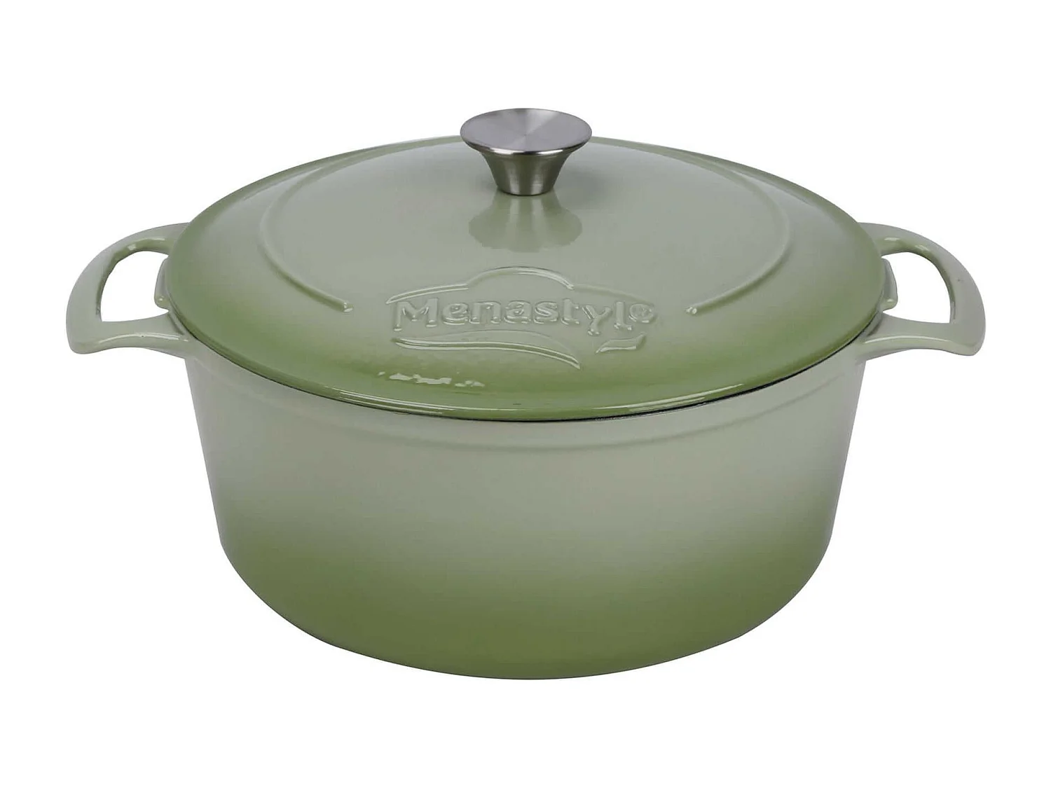 Menastyl - Cocotte Colette Ronde 7l 29cm En Fonte Emaille Vert