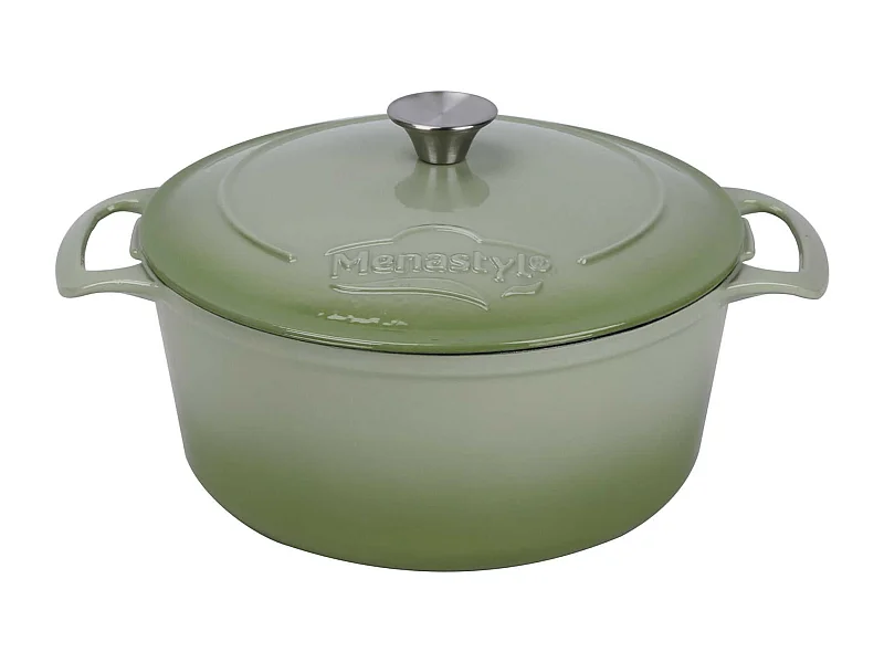 Menastyl - Cocotte Colette Ronde 7l 29cm En Fonte Emaille Vert