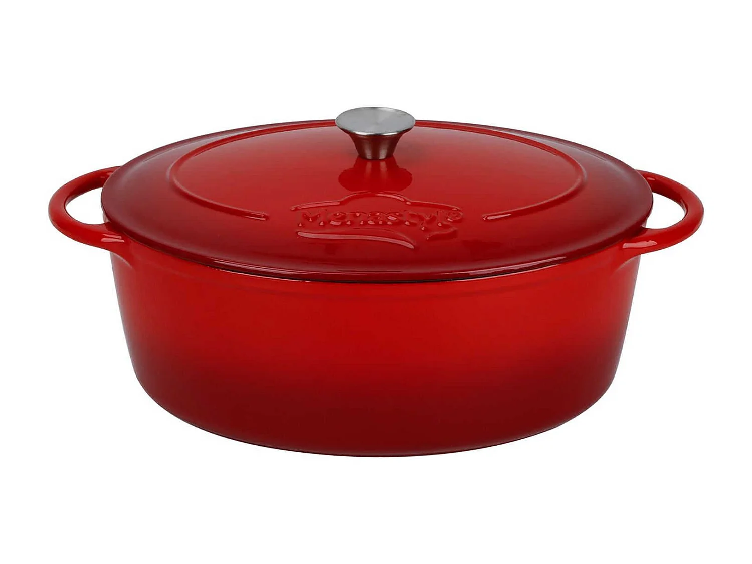 Cacerola ovalada de hierro fundido con revestimiento de acero esmaltado, 6,5 L - Roja